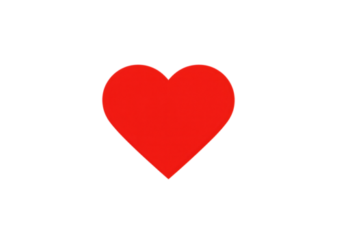 Red heart symbol cut out with transparent background