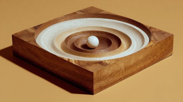 3d rendering of a wooden sculpture in the shape of a square. the sculpture is made from a light-colored wood, possibly walnut or oak, and has a smooth finish. - Powered by Adobe