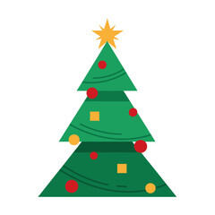 Christmas Tree With Ornaments Vector Minimalist