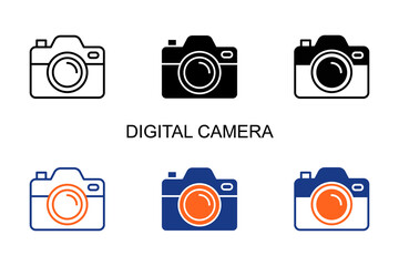 Digital Camera Icon Multi Style Vector Illustration