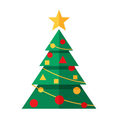 Christmas Tree With Ornaments Vector Minimalist