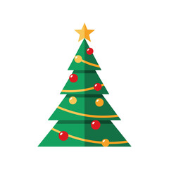 Christmas Tree With Ornaments Vector Minimalist