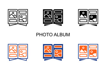 Photo Album Icon Multi Style Vector Illustration