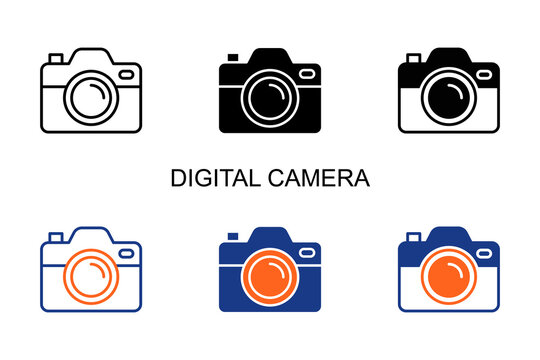 Digital Camera Icon Multi Style Vector Illustration