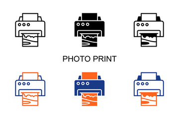 Photo Print Icon Multi Style Vector Illustration