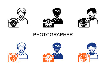 Photographer Icon Multi Style Vector Illustration