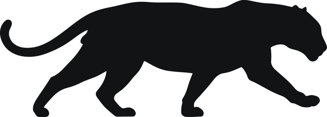Black panther silhouette walking, wild animal vector