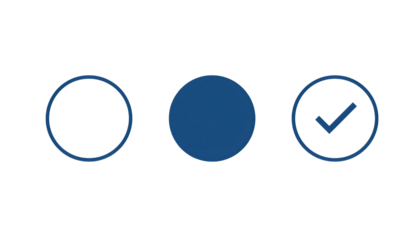 Set of three round shapes with check mark cut out