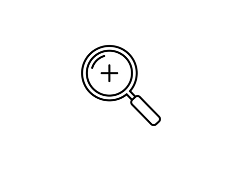 Magnifying glass icon with transparent background