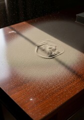 Dusty Furniture Surface With an Outline - Dust covers polished wood, disturbed to reveal an outline. Represents neglect, memory, the passage of time, routine, and unseen patterns