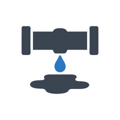 Leaking Pipe Water Waste Icon