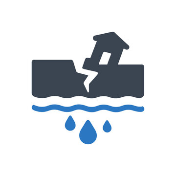 Sinking Ground House Disaster Icon