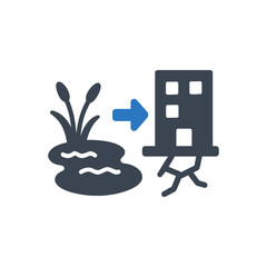 Urban Building Soil Sinkhole Icon