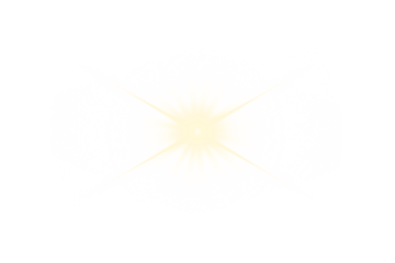 Warm golden starburst with soft radial rays and glowing center. Transparent PNG light flare overlay with smooth shine, isolated on a transparent background.
