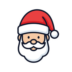 Santa Claus Face Icon Vector Simple Flat