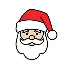 Santa Claus Face Icon Vector Simple Flat