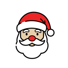 Santa Claus Face Icon Vector Simple Flat