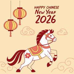 Chinese Horse Happy New Year 2026 New Design