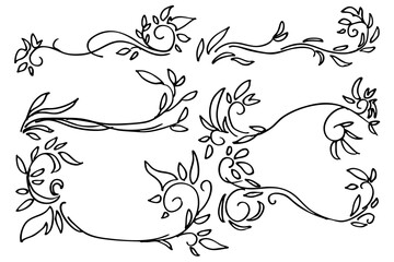 装飾ラインコレクション｜手描きカールデザイン素材セット