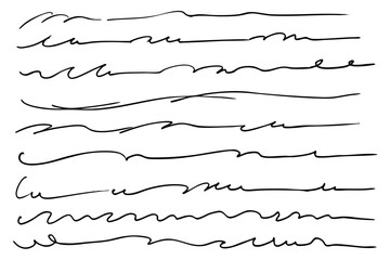 手描きの文字の下の線　アンダーラインセット　ベクター