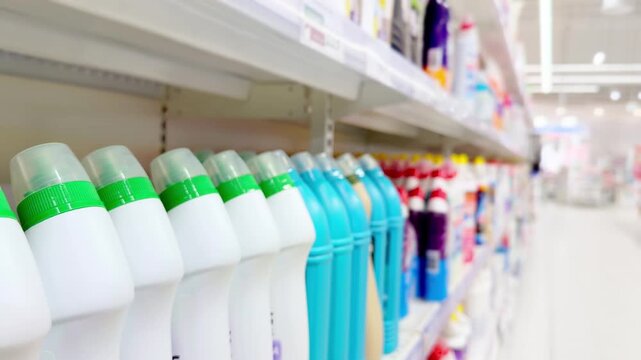 Choosing washing powder ,detergent,liquids at Groceries.