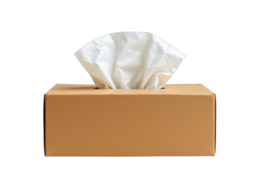 Tissue box with white paper tissue isolated on transparency background, soft and clean for hygiene use