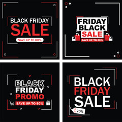 Black Friday Sale and Promo Social Media Templates Set