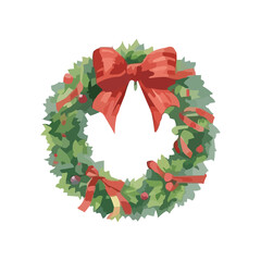 watercolor christmas wreath vector illustration