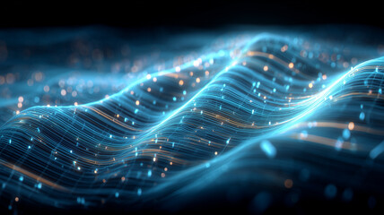 Abstract flowing data waves representing big data analytics, information streams and the continuous circulation of online communication across global networks.