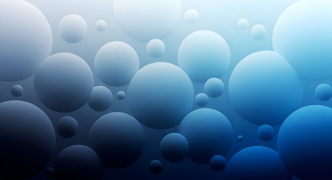Abstract blue spheres of various sizes floating against a gradient light to dark blue backdrop