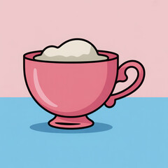 Pink cartoon cup with whipped cream