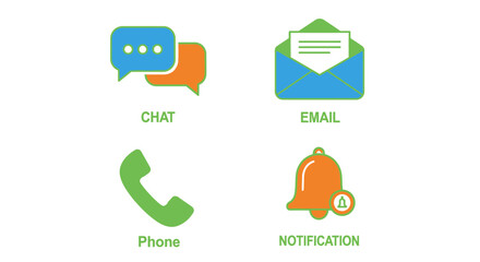 Four essential communication icons symbolizing modern digital interaction methods effectively