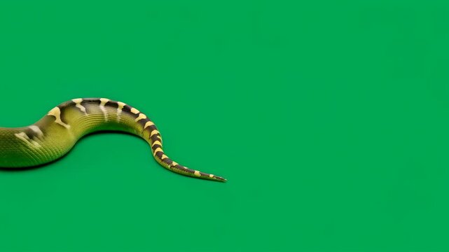 Green and yellow diamond python with black stripe patterns on a green background. effect on green screen for chroma key.