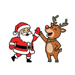 Santa & Reindeer High Five