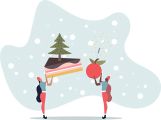 Two women with different food. Balanced diet and unhealthy nutrition .life and employment of people.