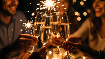 Celebrating joyful moments together, sparkling toasts and warm smiles welcoming a bright, unforgettable New Year.