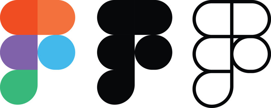 Figma Logo Icon Set. Collaborative. Branding Identity and Cloud-Based Design Platform Logos. Figma icons collection