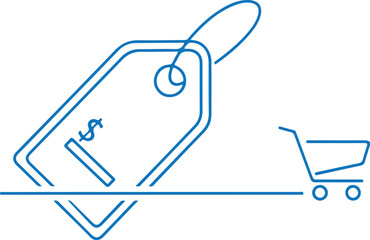 Price tag and shopping cart illustration
