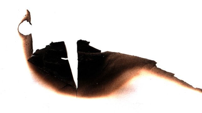 Paper burned old grunge on white background 