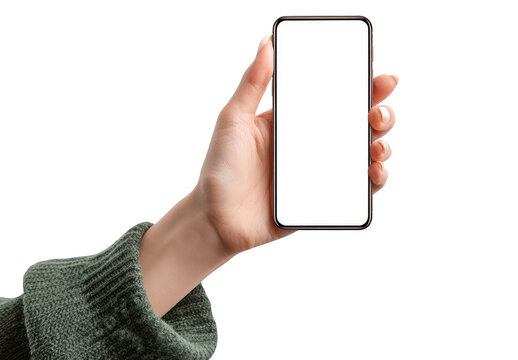 Hand holding a smartphone with blank screen (3) - Powered by Adobe