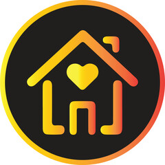 Warm and loving home icon with heart symbol