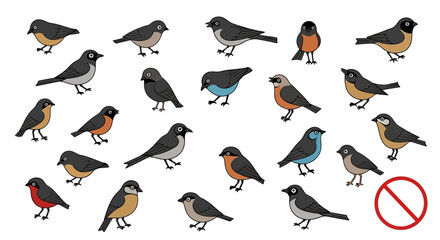 set of birds in flight