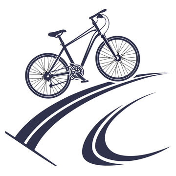 A bicycle on a road isolated on, symbolizing transportation