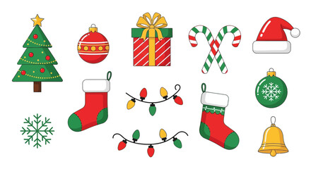 set of christmas elements