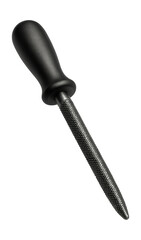 Round file with a plastic handle, ideal for enlarging holes in automotive repairs.