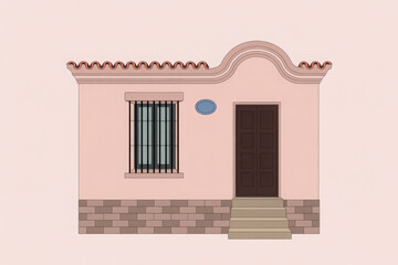 3d rendered illustration of a traditional pink house 
