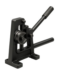 Fototapeta premium Manual tube bender with a sturdy steel frame for lasting use in metalworking shops.
