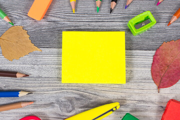 School accessories for learning. Back to school. Development of creativity and kids motor skills