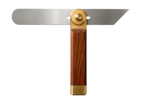 Sliding T-bevel with wooden handle and brass accents for precise angle measurement in