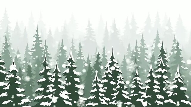 Snowy Forest Landscape Background.